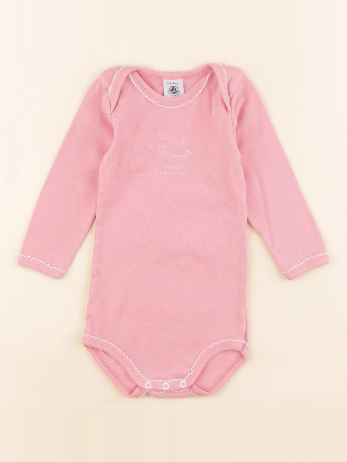 Petit Bateau - body rose - 12 mois