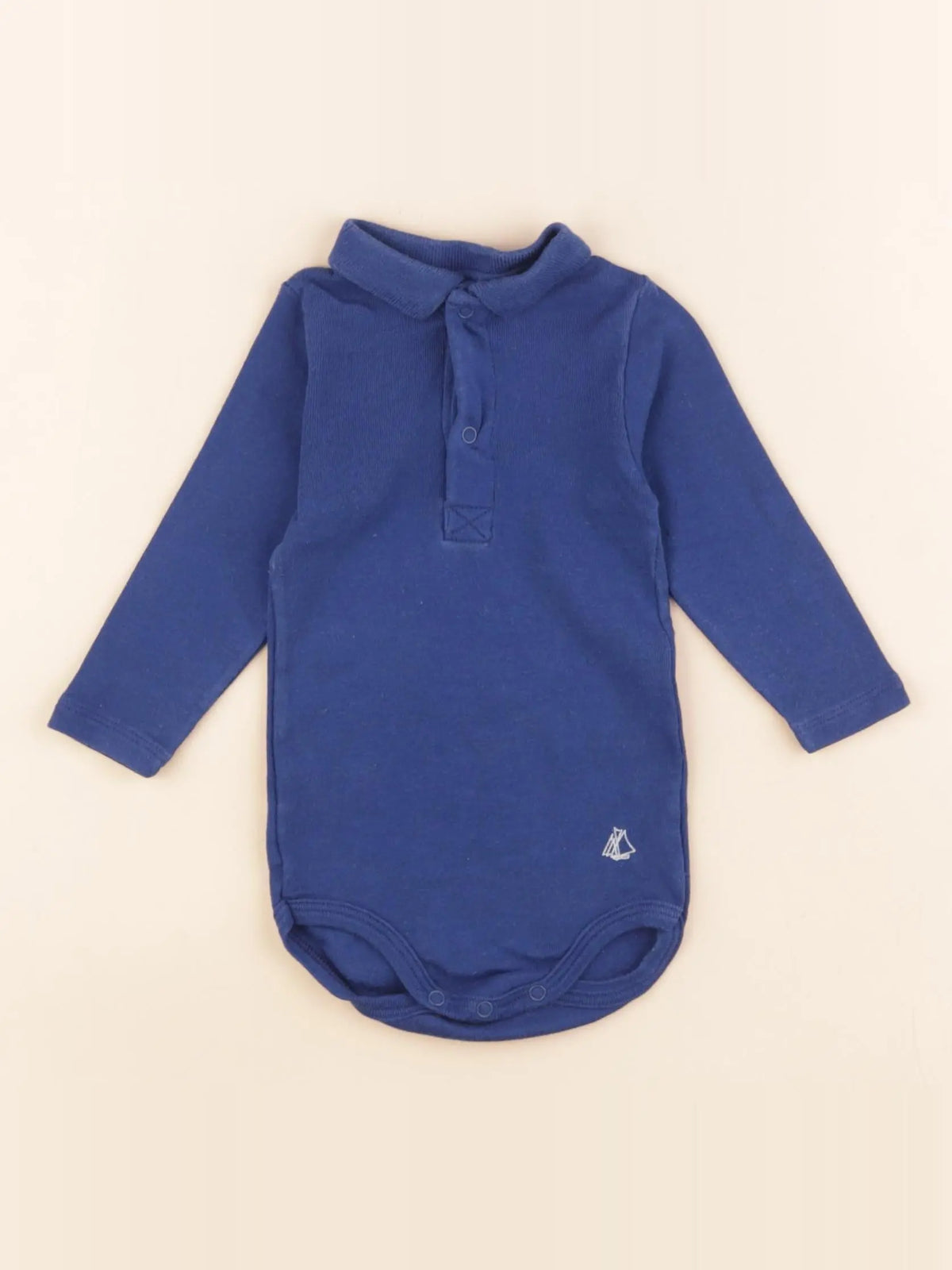 Petit Bateau - body à col bleu - 6 mois