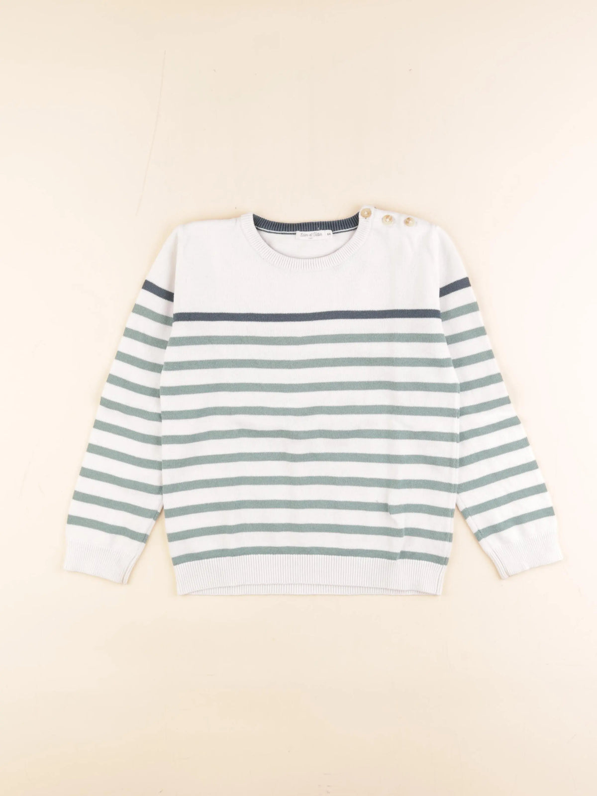 Eden & Victor - pull blanc, vert - 8 ans