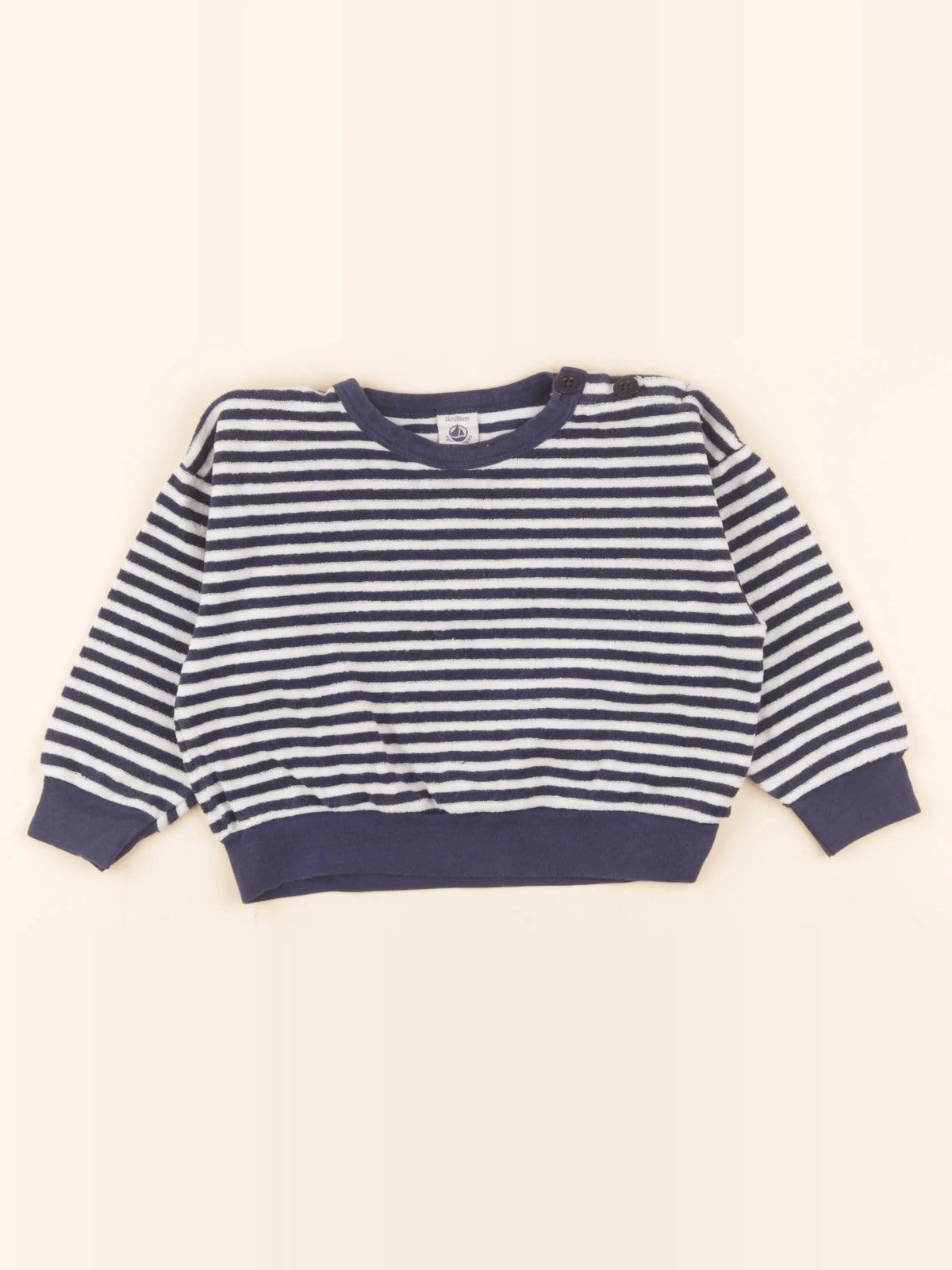 Petit Bateau - sweat blanc, bleu - 24 mois