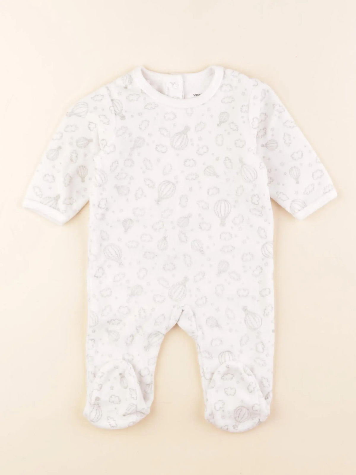 Vertbaudet - pyjama velours blanc - 3 mois