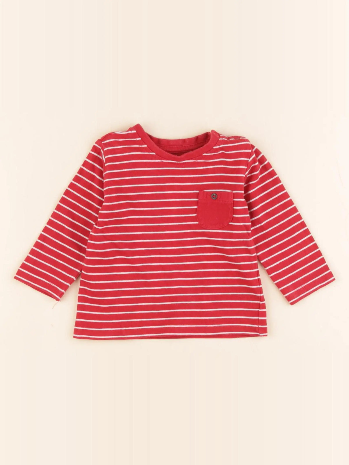 Vertbaudet - tee-shirt blanc, rouge - 3 mois