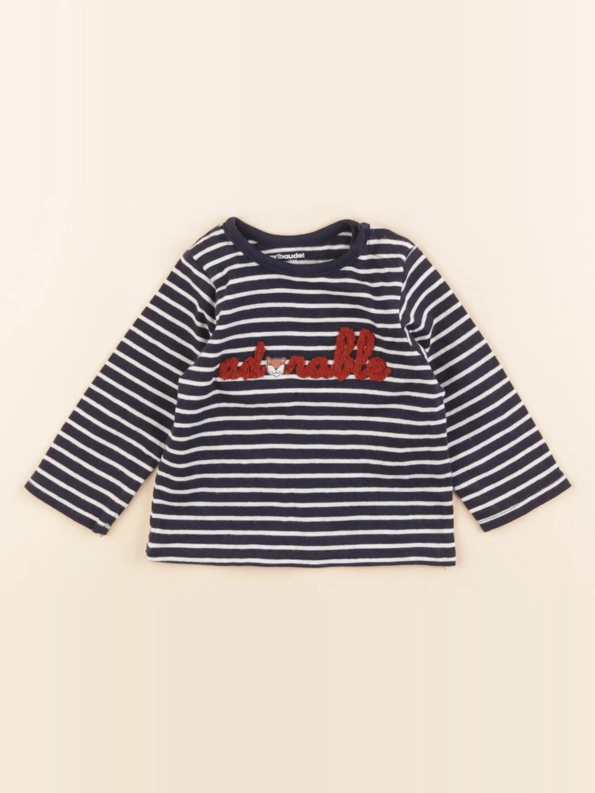 Vertbaudet - tee-shirt blanc, bleu - 3 mois