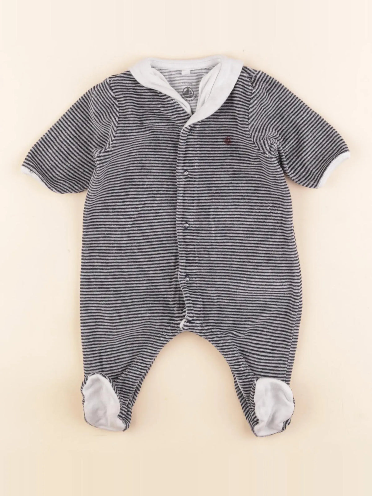 Petit Bateau - pyjama velours bleu - 1 mois