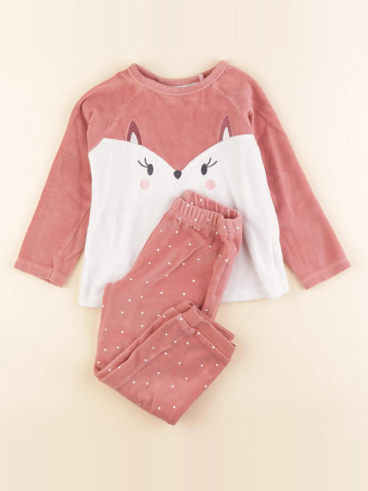 Vertbaudet - pyjama velours rose - 4 ans