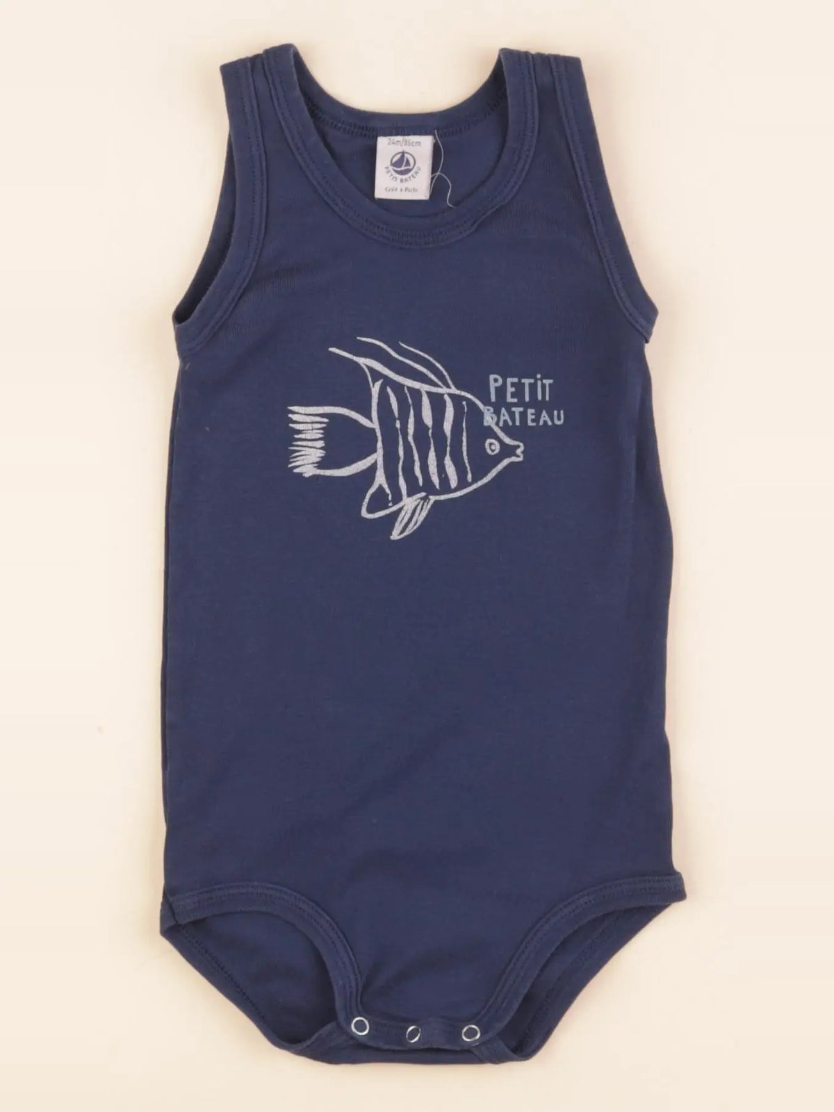 Petit Bateau - body bleu - 24 mois