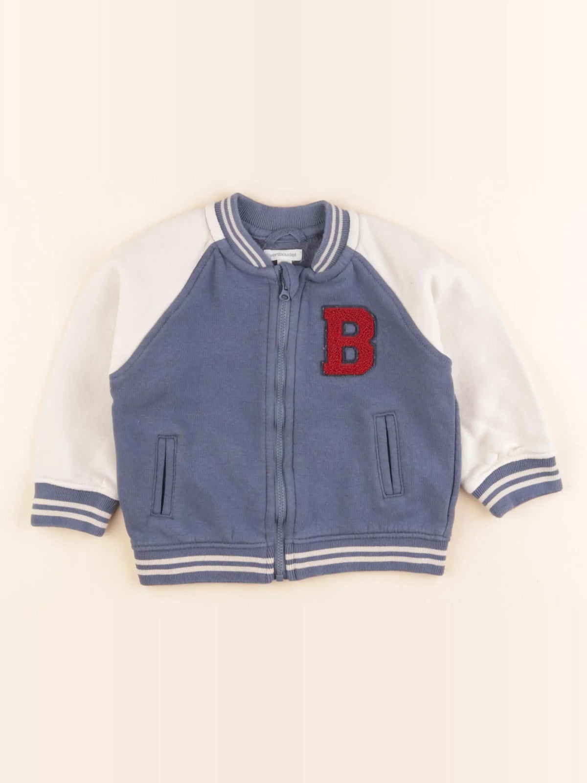 Vertbaudet - sweat beige, bleu - 24 mois