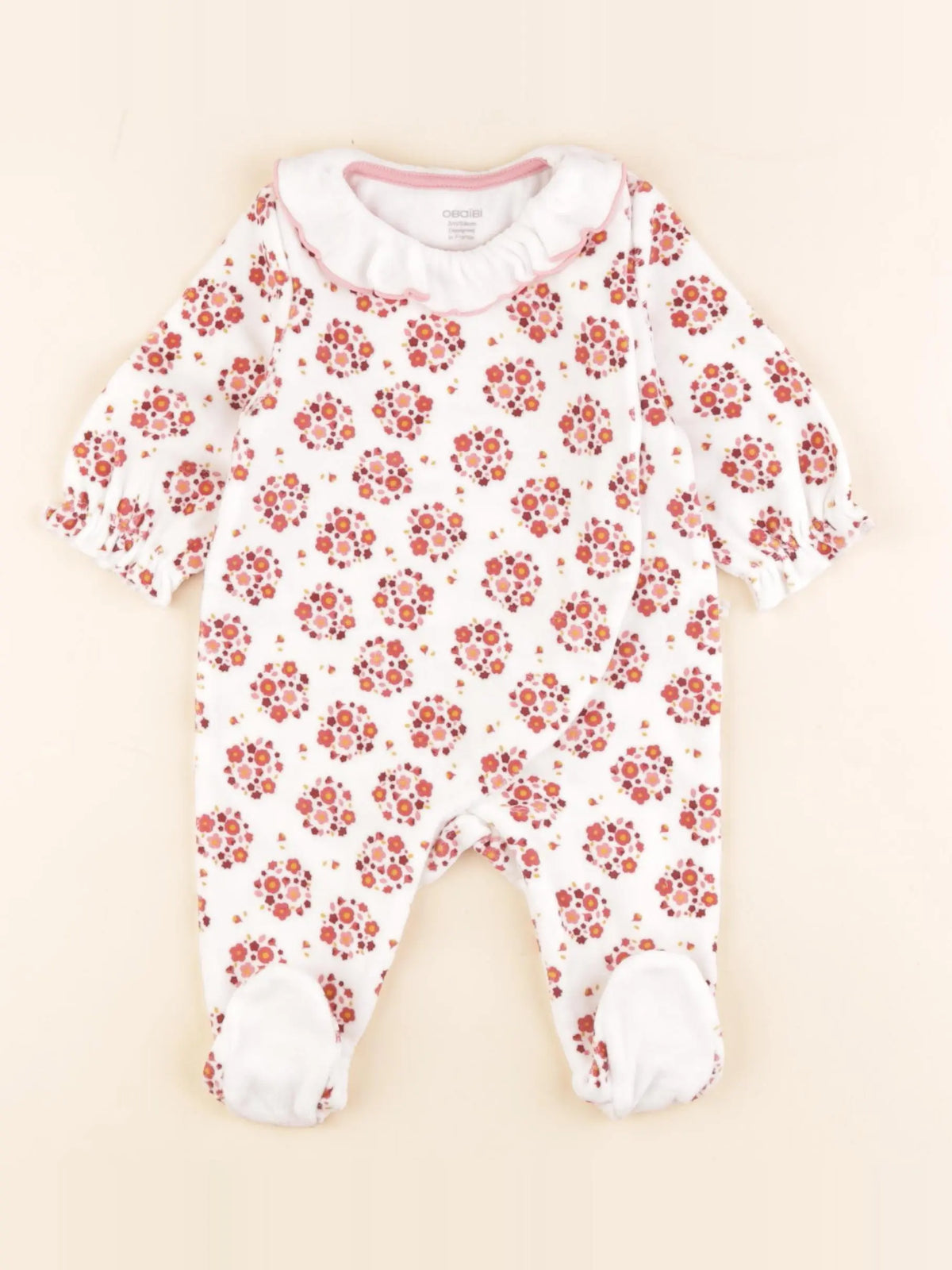 Obaïbi - pyjama velours rose - 3 mois