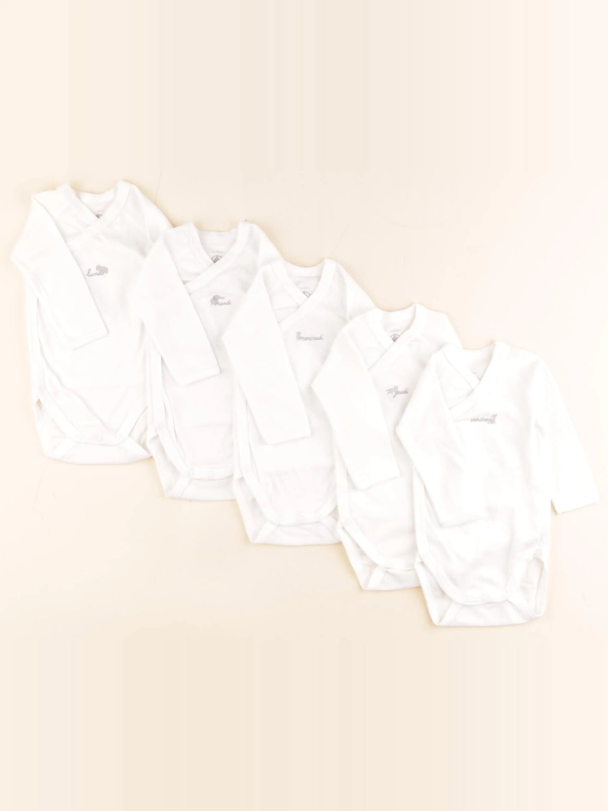 Petit Bateau - lot de 5 bodies en coton blanc - 3 mois