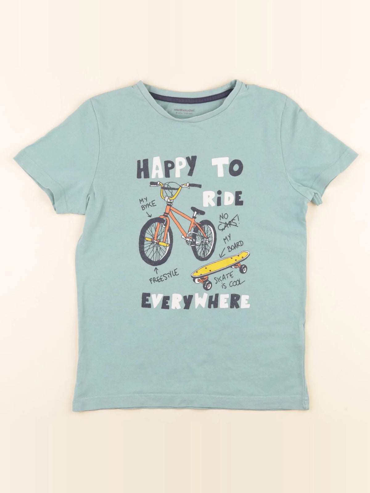 Vertbaudet - tee-shirt bleu - 8 ans