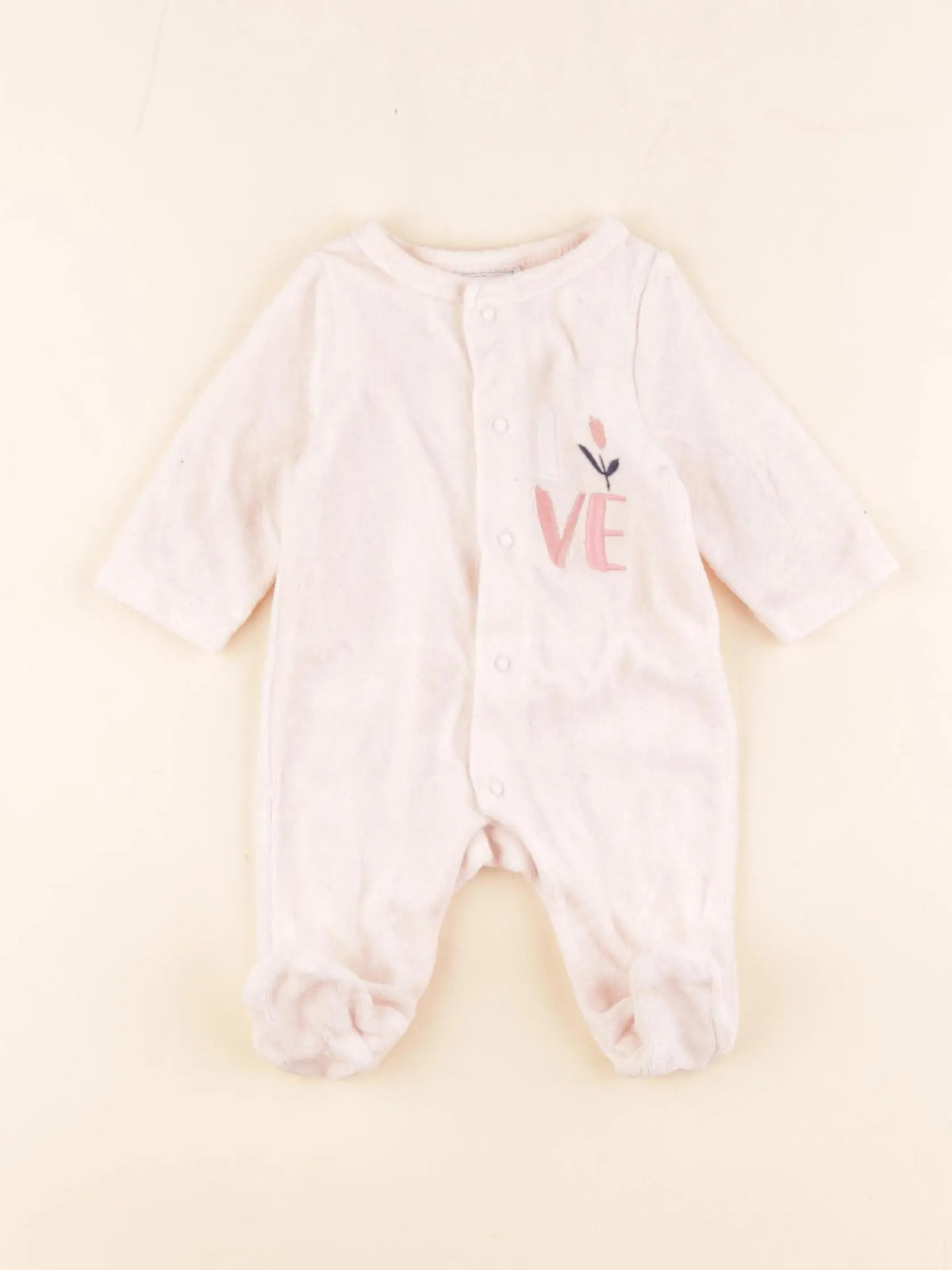 Tape à l'oeil - pyjama velours rose - 0 mois