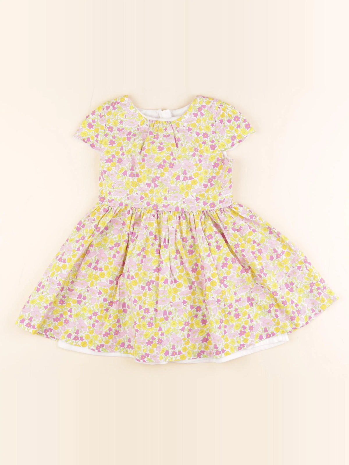 Jacadi - robe liberty jaune, rose - 4 ans