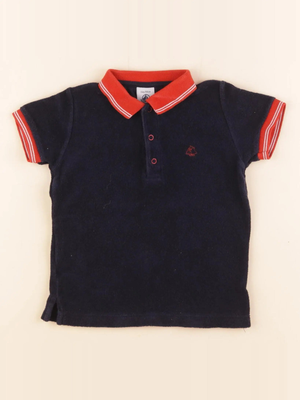 Petit Bateau - polo bleu - 24 mois