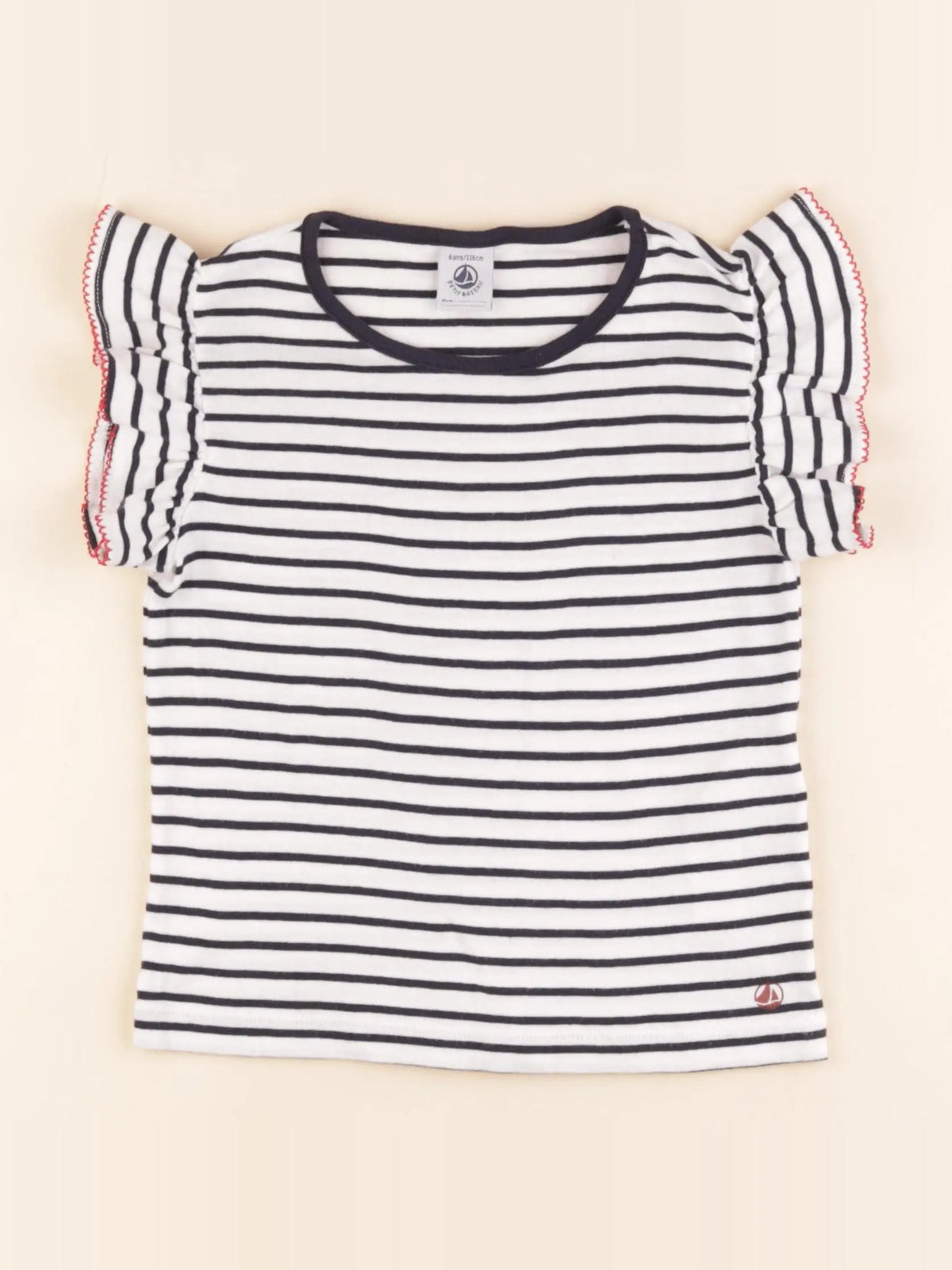 Petit Bateau - tee-shirt blanc, bleu - 6 ans