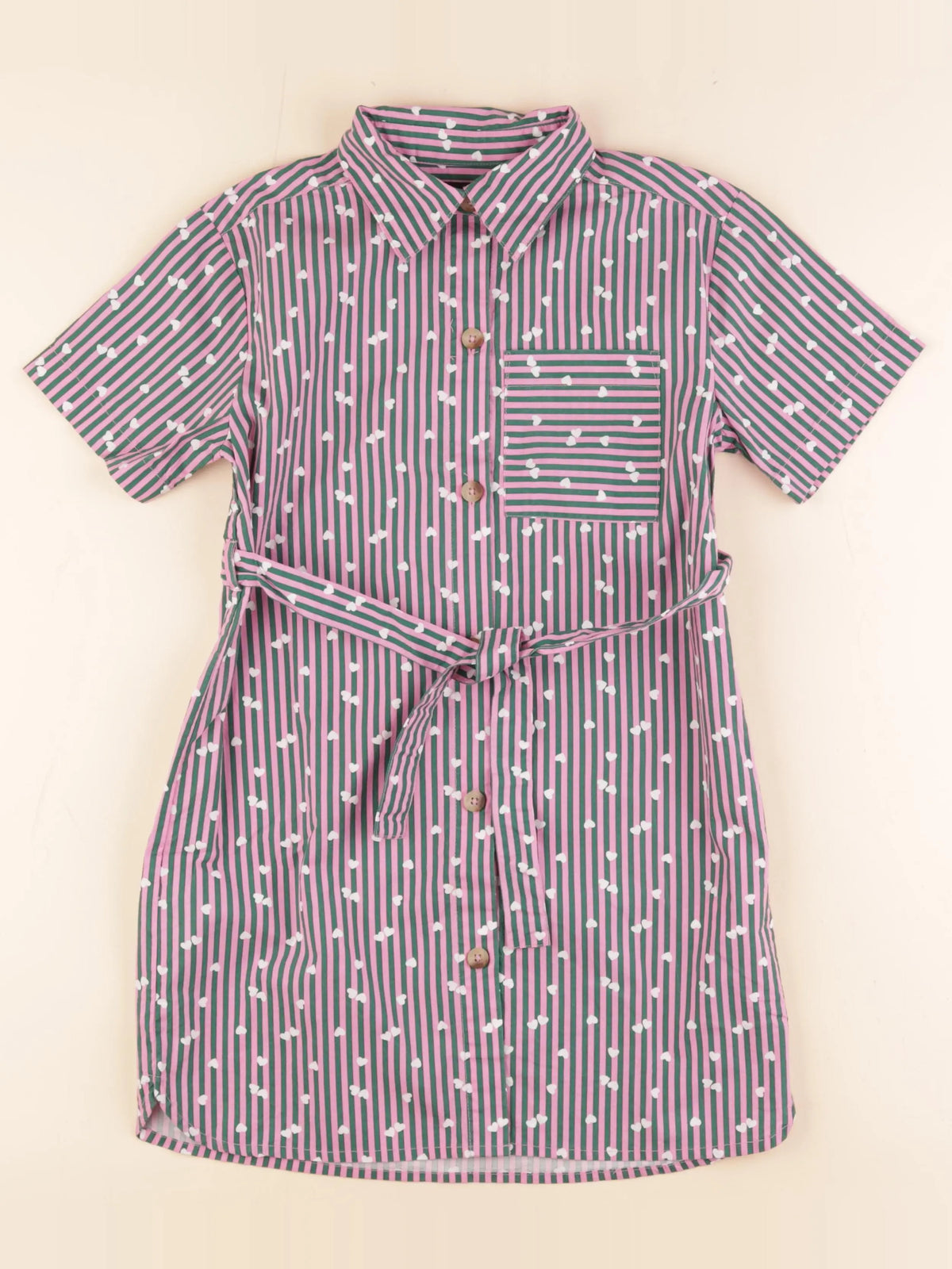 Monoprix - robe vert, rose - 8 ans