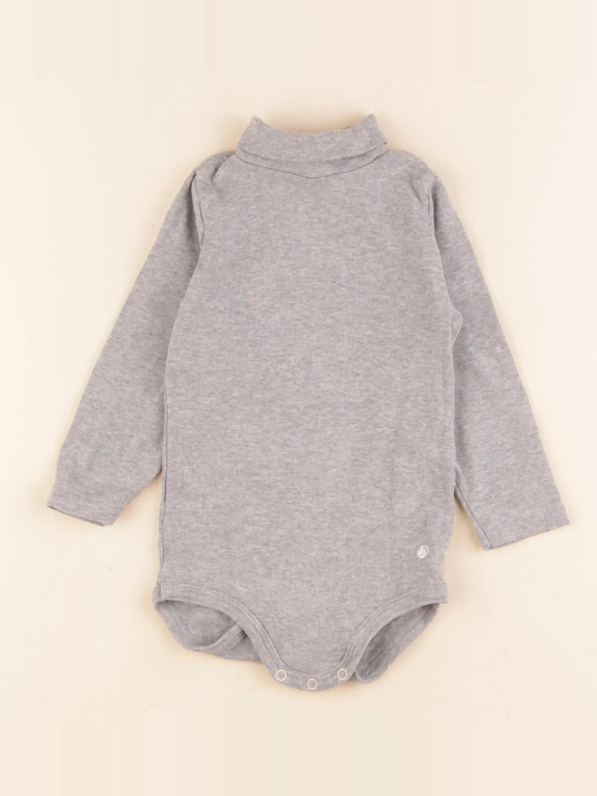 Petit Bateau - body à col gris - 12 mois
