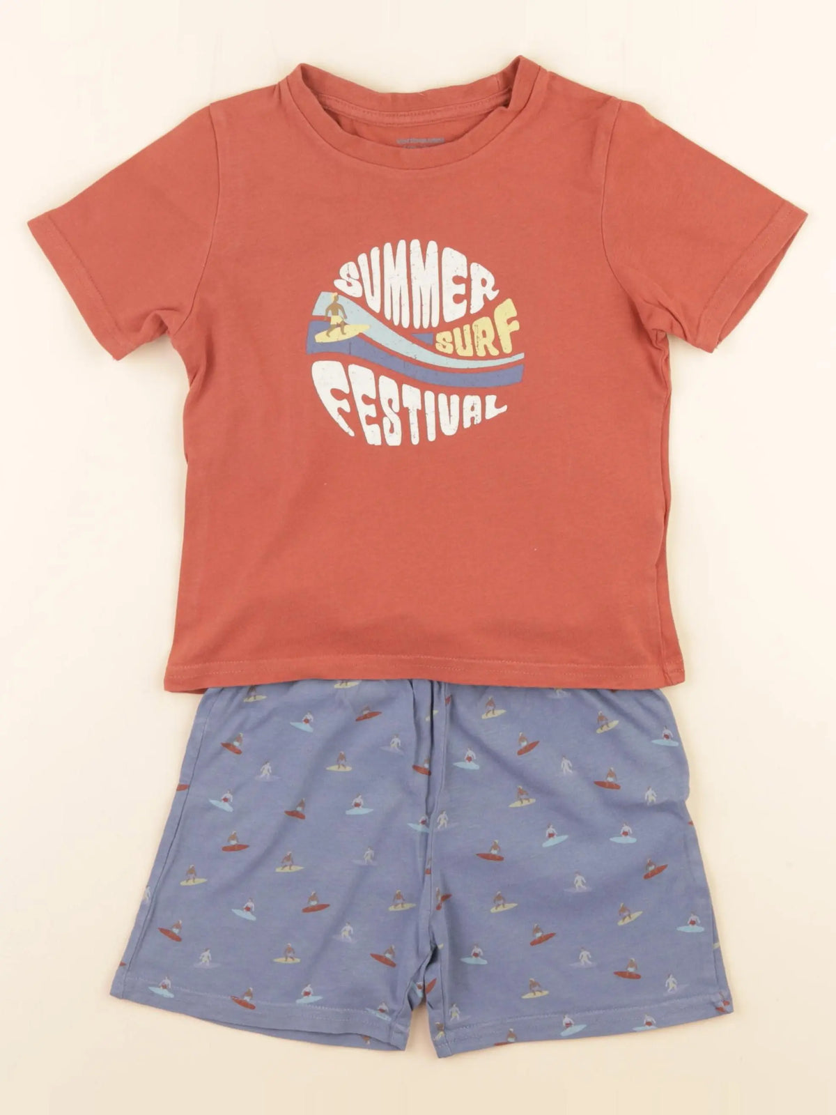Vertbaudet - pyjama coton bleu, rouge - 4 ans