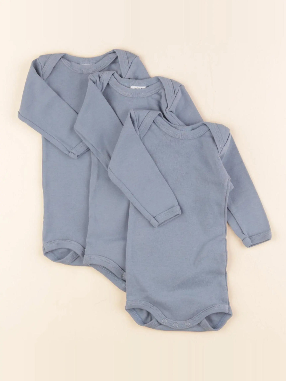 Petit Bateau - lot de 3 bodies en coton bleu - 3 mois