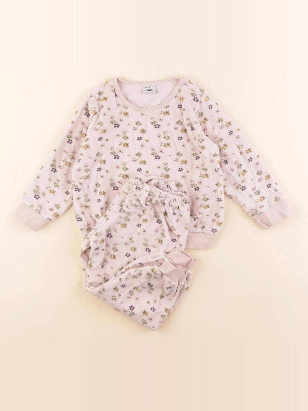Petit Bateau - pyjama velours rose - 4 ans