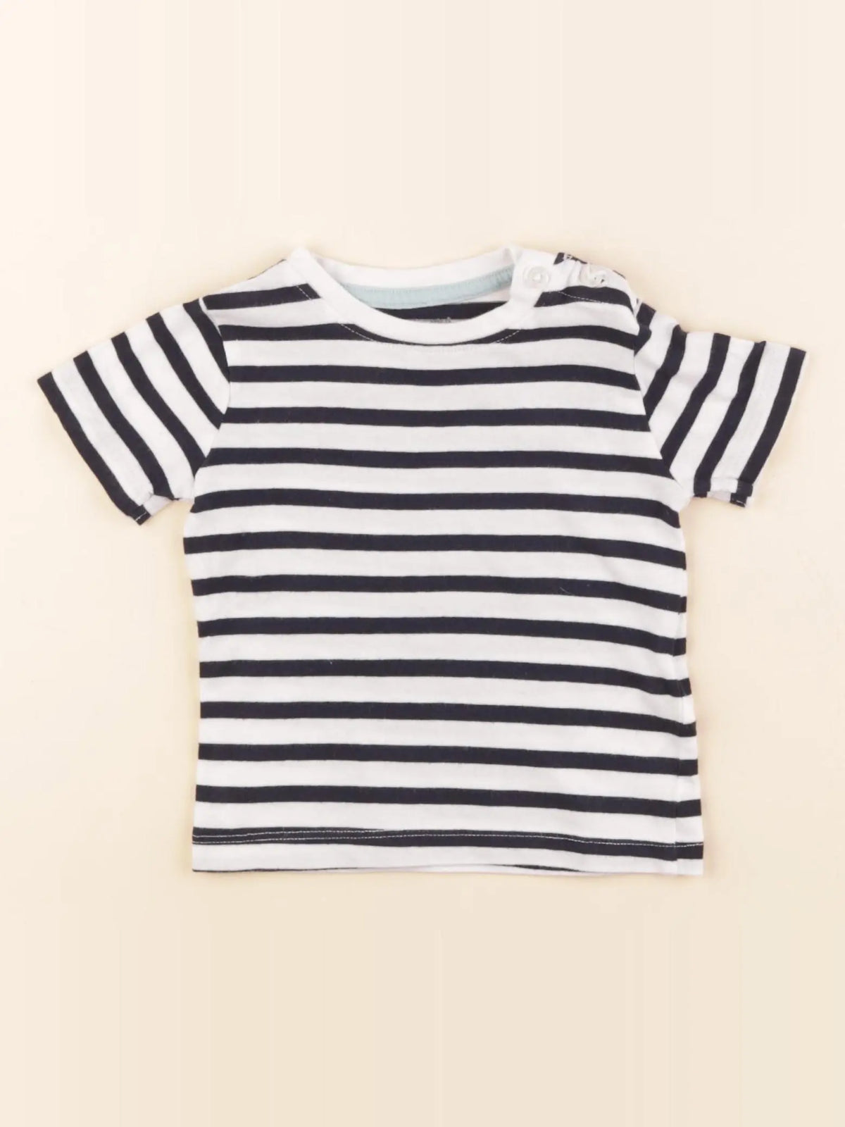 Vertbaudet - tee-shirt blanc, bleu - 6 mois