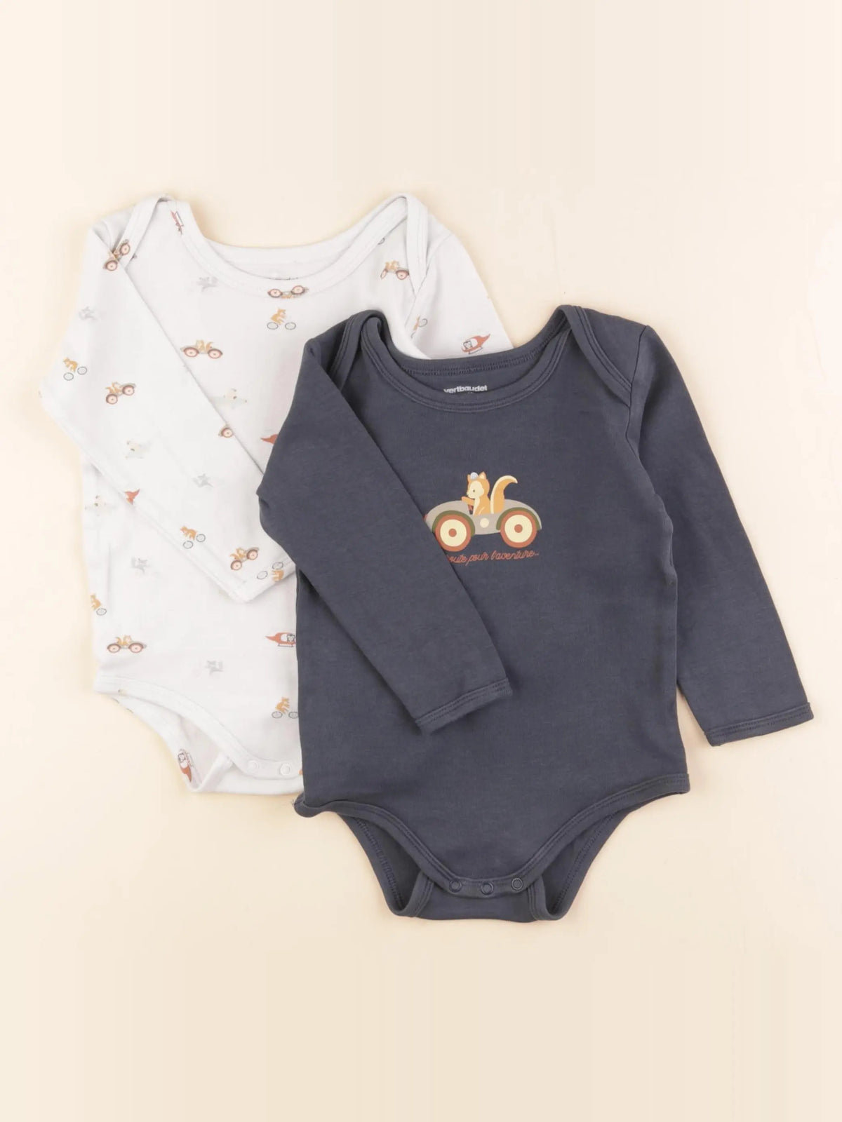 Vertbaudet - lot de 2 bodies en coton bleu - 24 mois