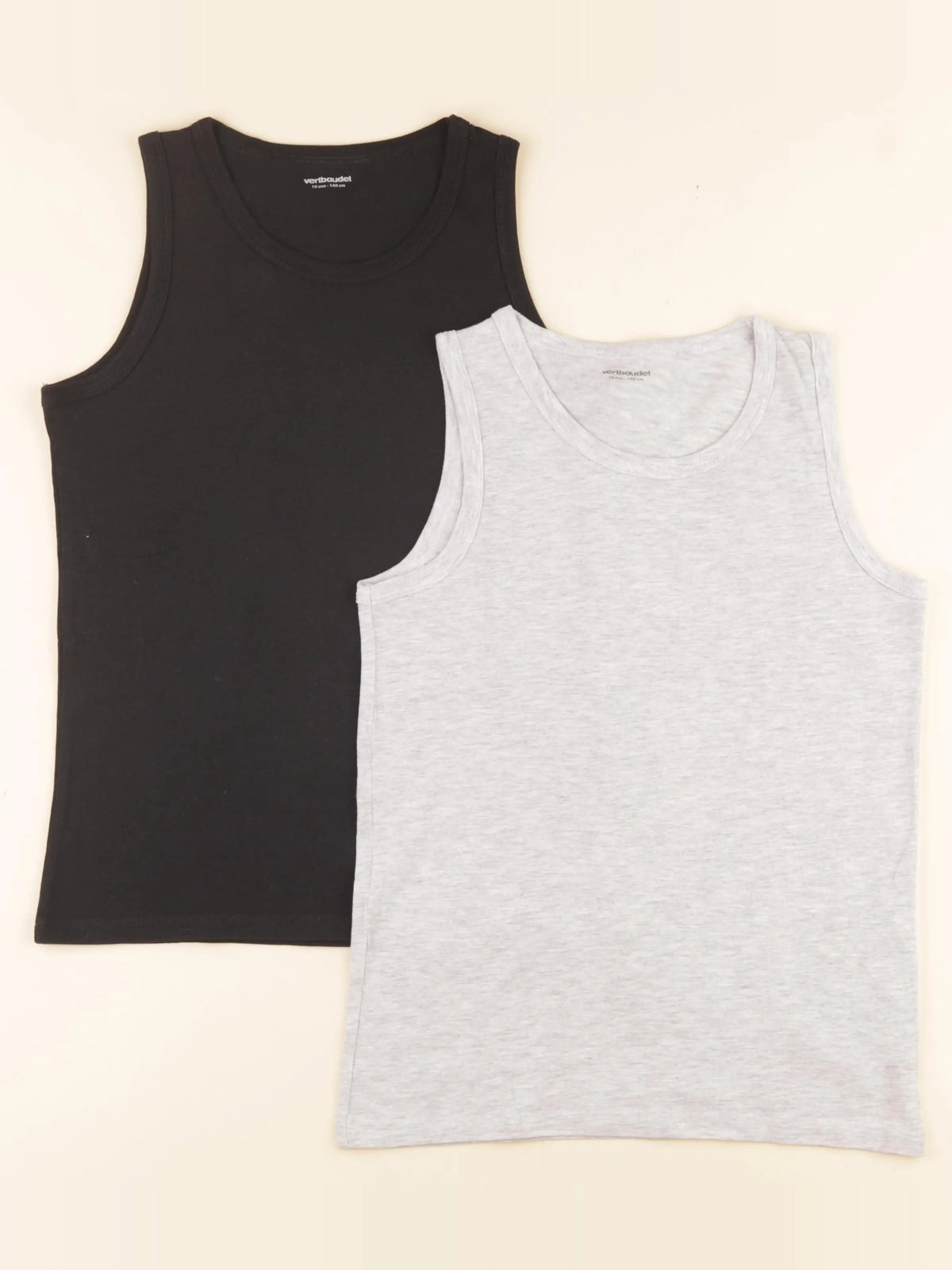Vertbaudet - lot de 2 maillots de corps gris, noir - 10 ans