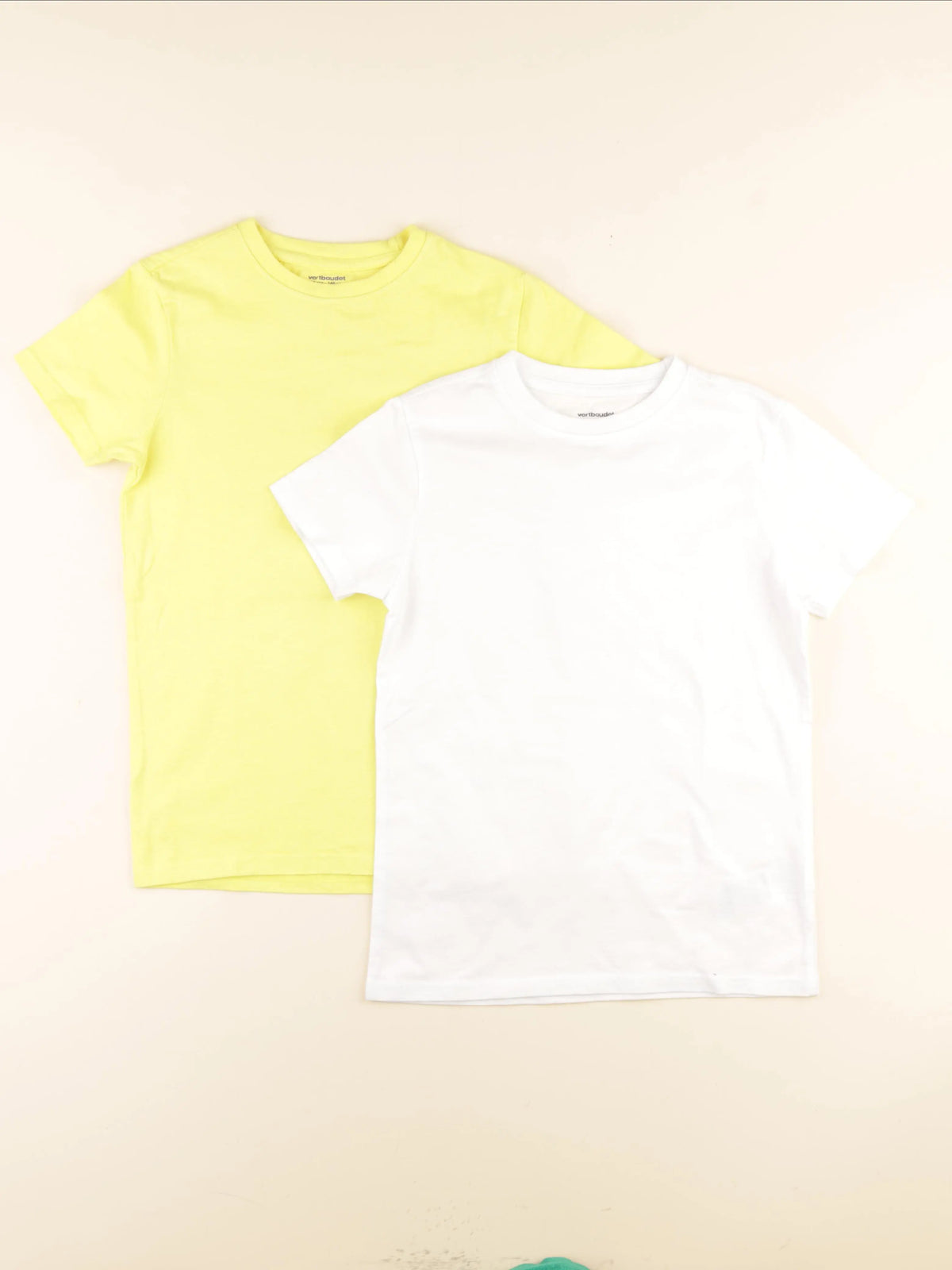 Vertbaudet - lot de 2 tee-shirts blanc, jaune - 10 ans