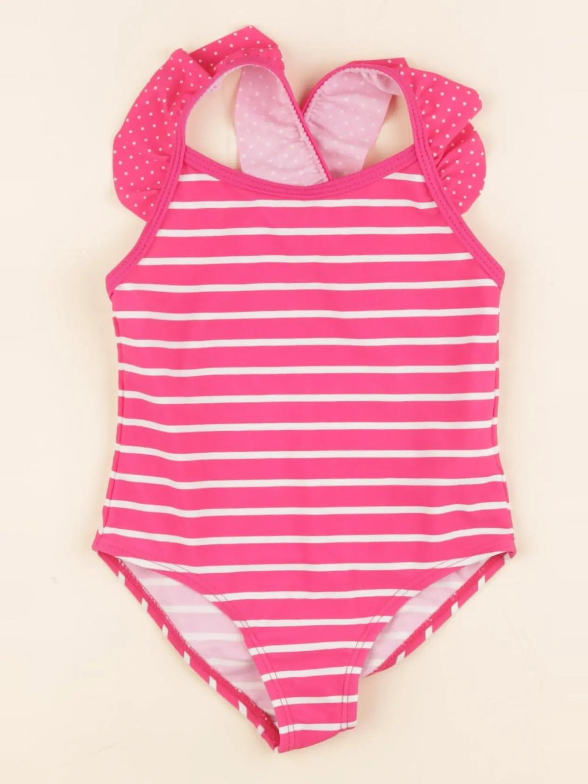 Vertbaudet - maillot de bain rose, blanc - 2 ans