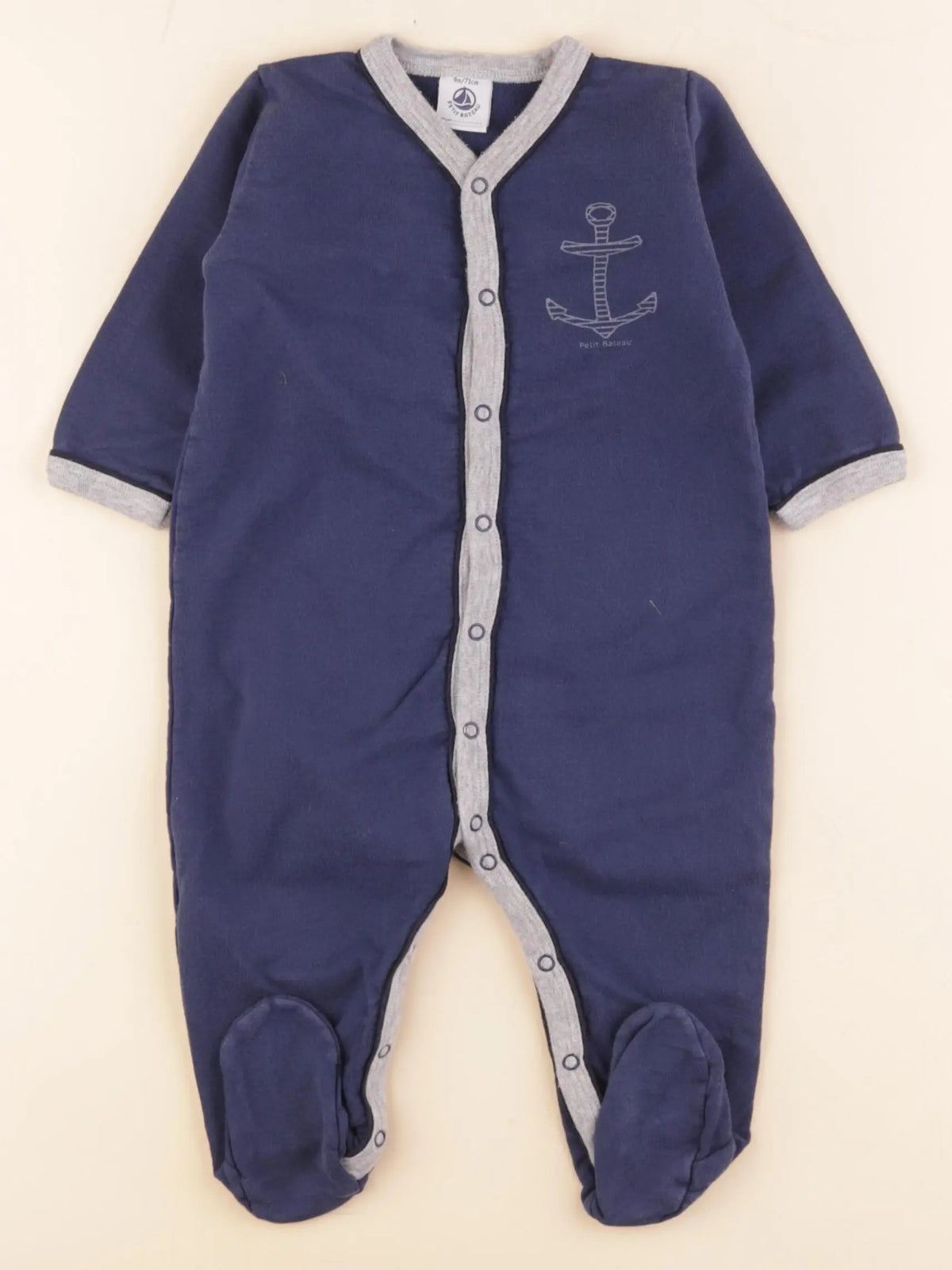 Petit Bateau - pyjama coton bleu - 9 mois