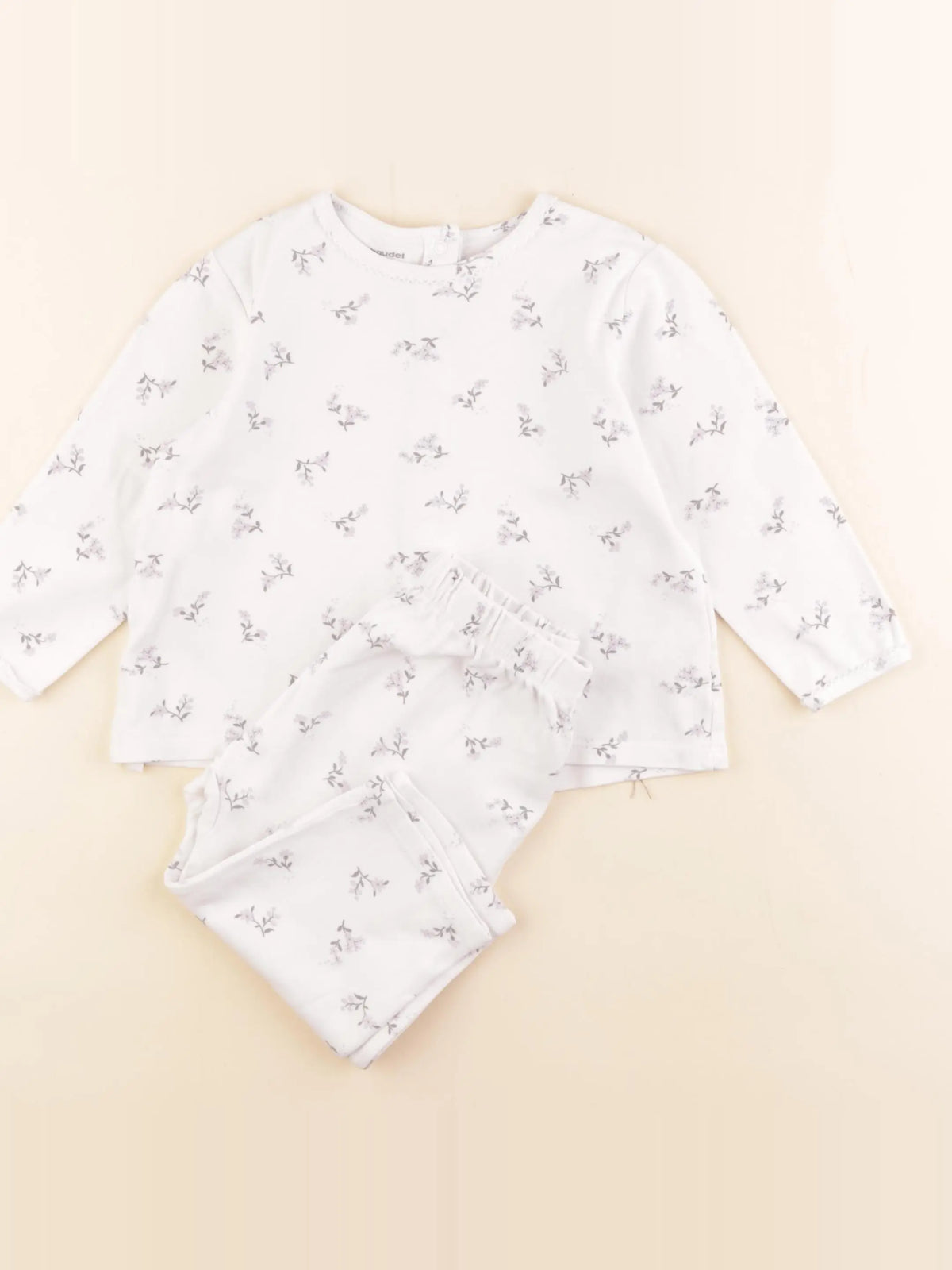 Vertbaudet - pyjama coton blanc, violet - 36 mois