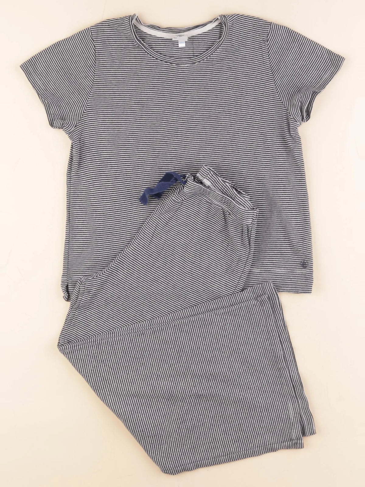 Petit Bateau - pyjama coton bleu, blanc - 10 ans