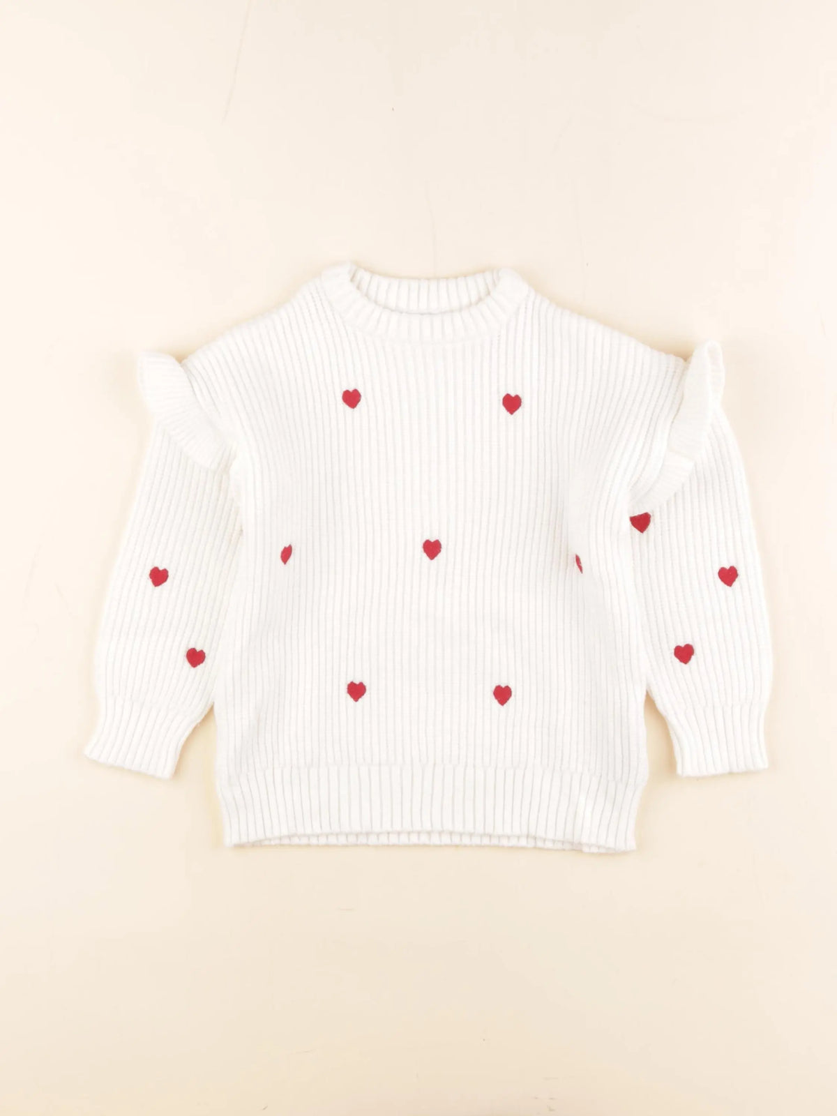 Vertbaudet - pull blanc, rouge - 3 ans