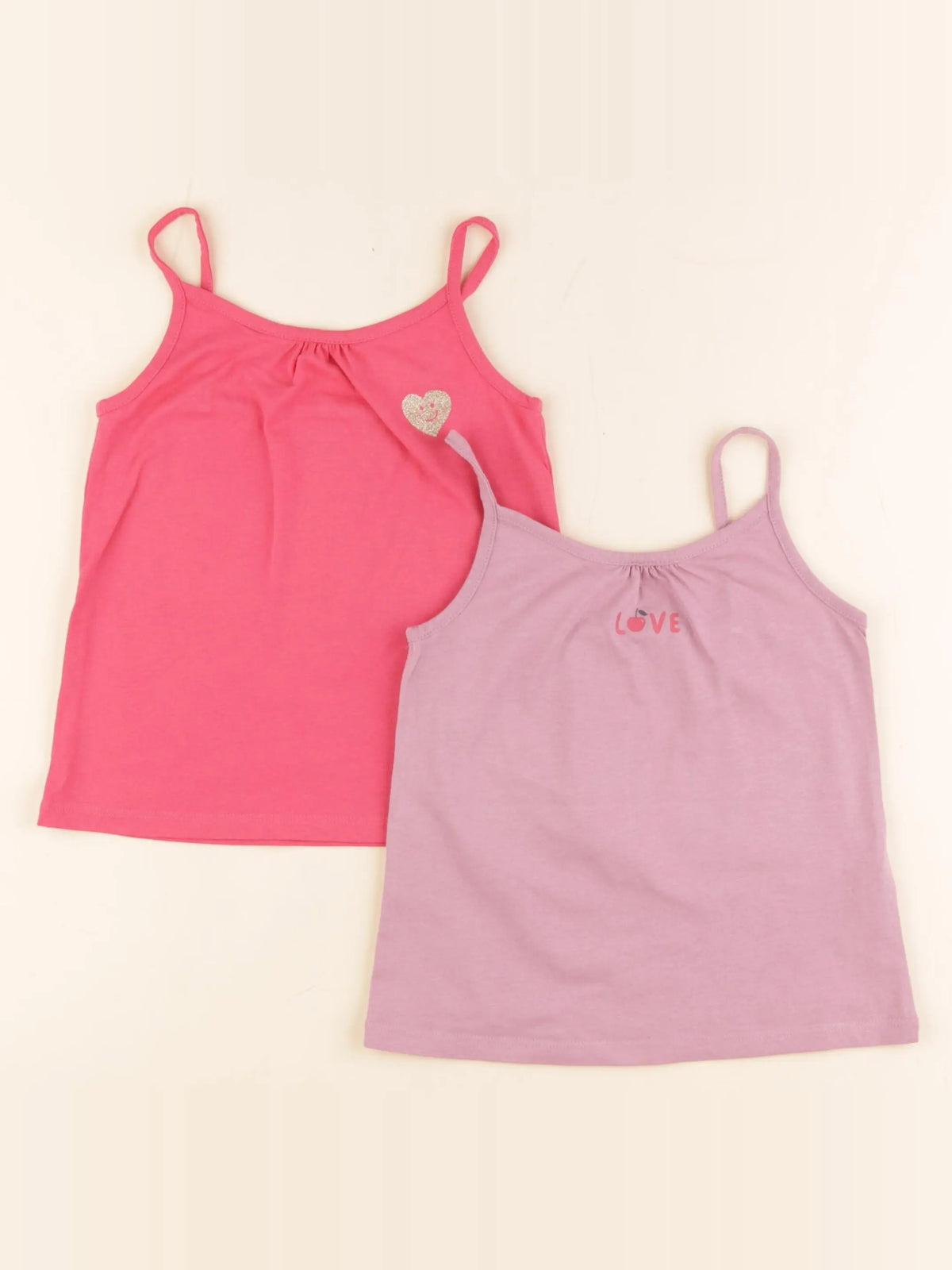 Vertbaudet - lot de 2 débardeurs rose, violet - 4 ans