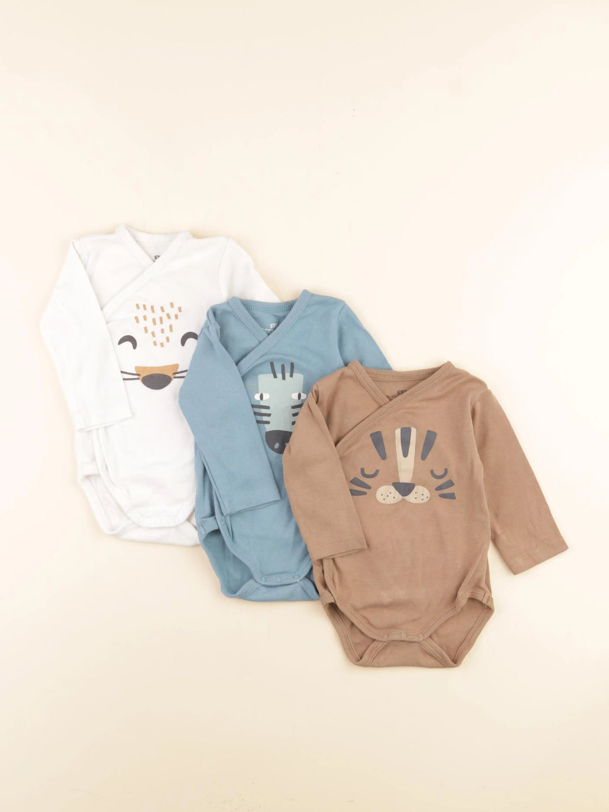 La Redoute - lot de 3 bodies en coton marron, bleu - 6 mois