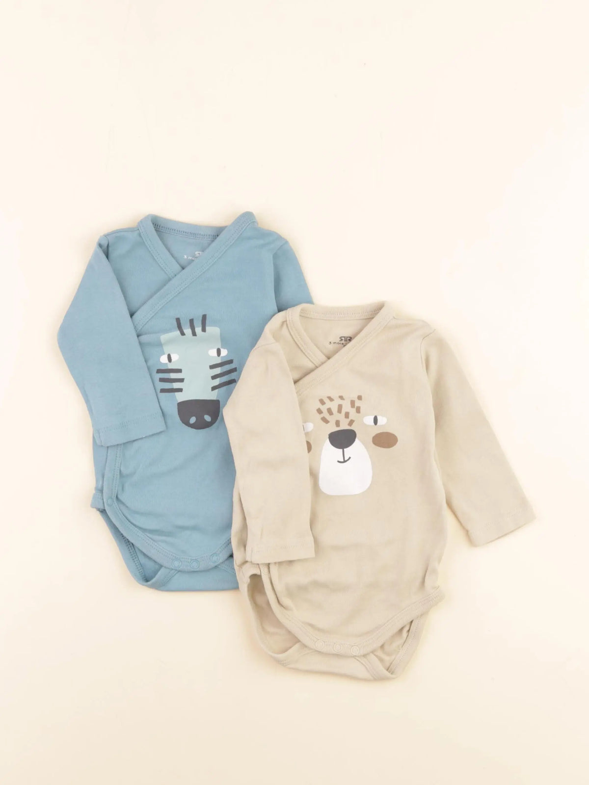 La Redoute - lot de 2 bodies en coton marron, beige - 3 mois