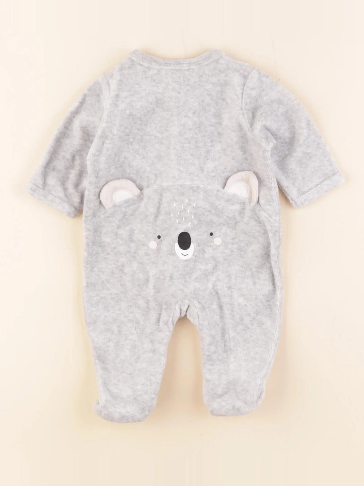 Vertbaudet - pyjama velours gris - 1 mois