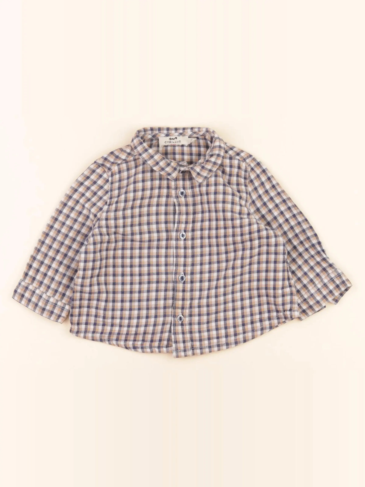 Cyrillus - chemise bleu, marron - 12 mois