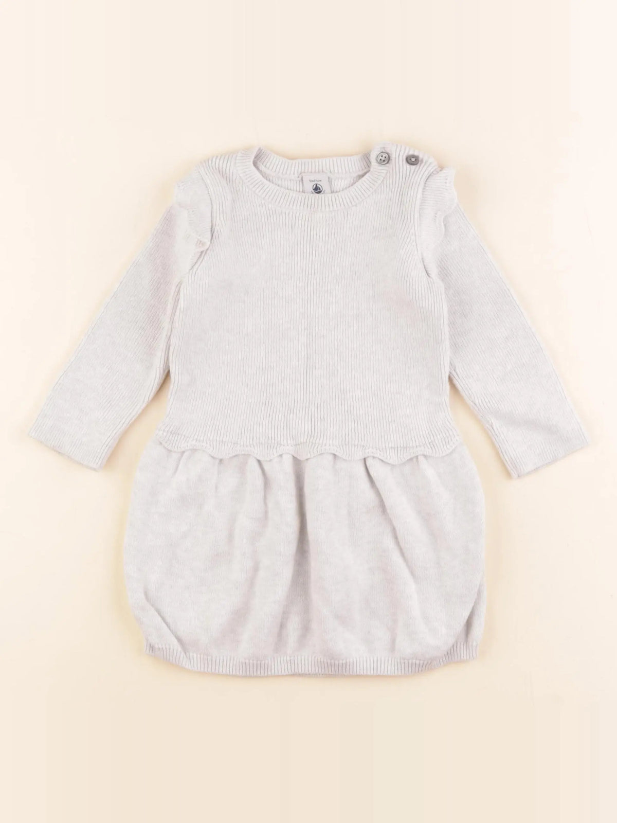 Petit Bateau - robe beige - 12 mois