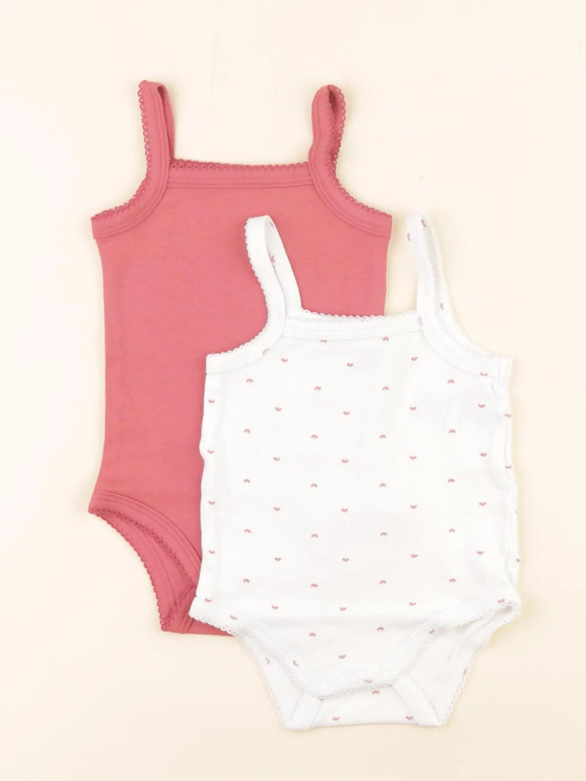 Vertbaudet - lot de 2 bodies en coton rose, blanc - 6 mois