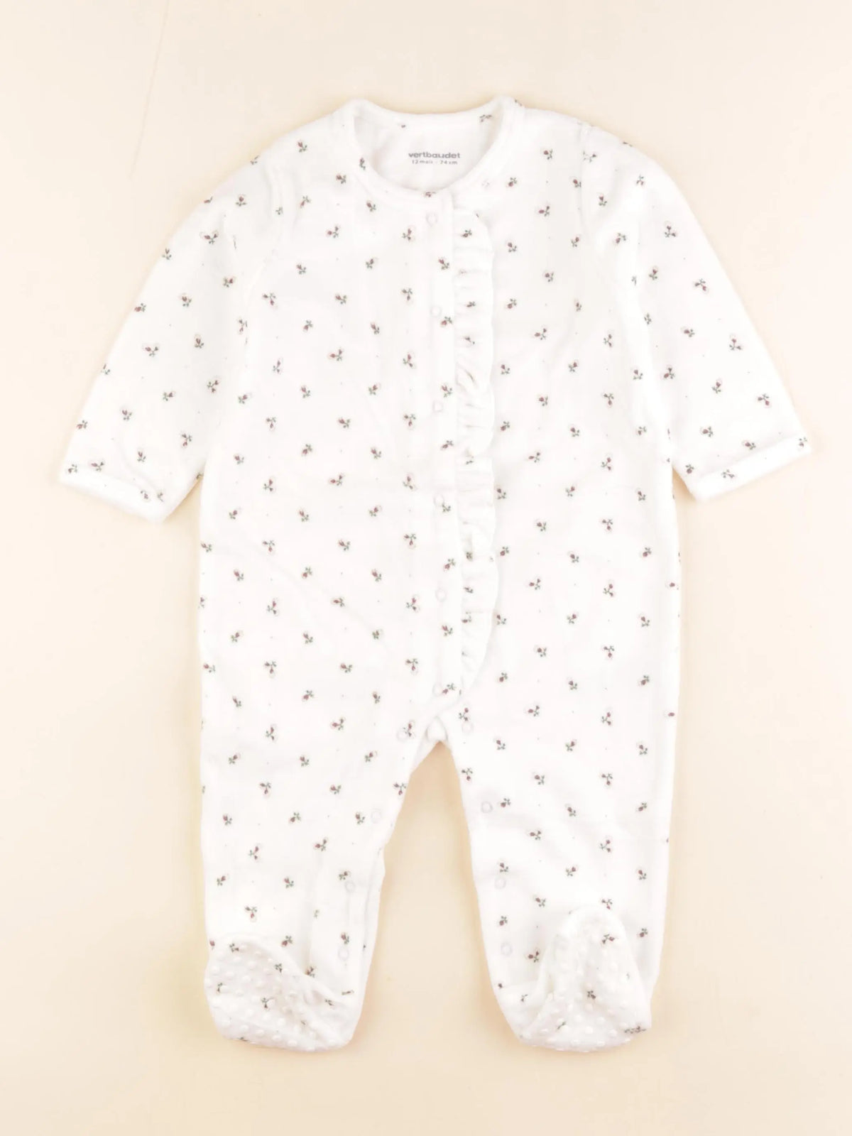 Vertbaudet - pyjama velours blanc - 12 mois