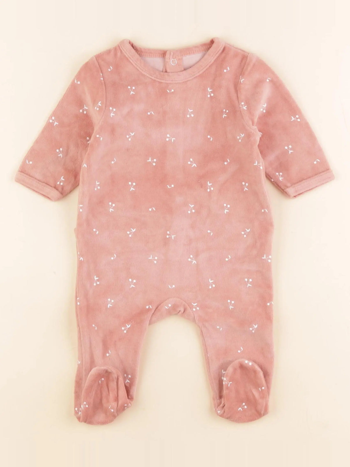 Vertbaudet - pyjama velours rose - 3 mois