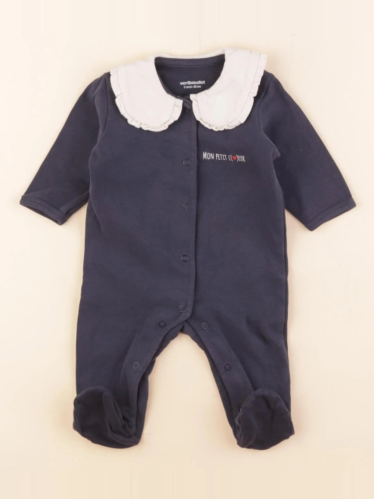 Vertbaudet - pyjama coton bleu - 3 mois