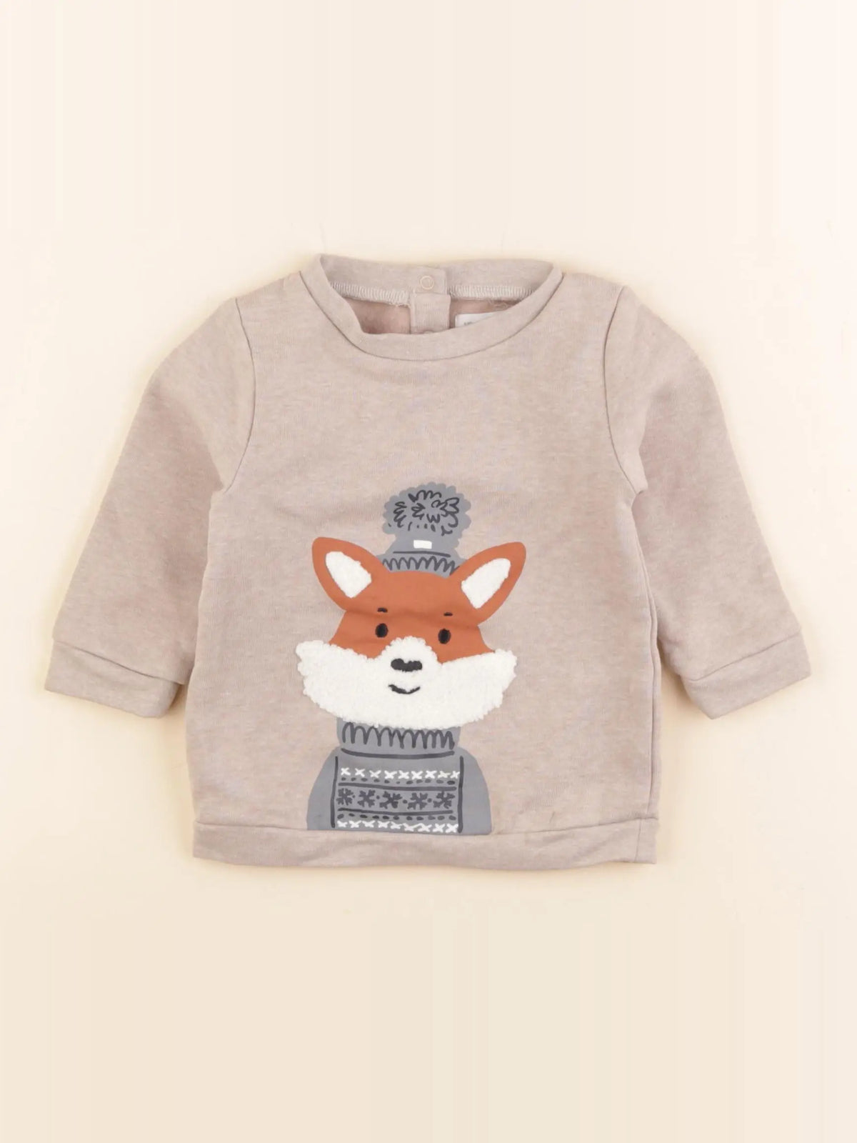 Vertbaudet - sweat beige - 9 mois