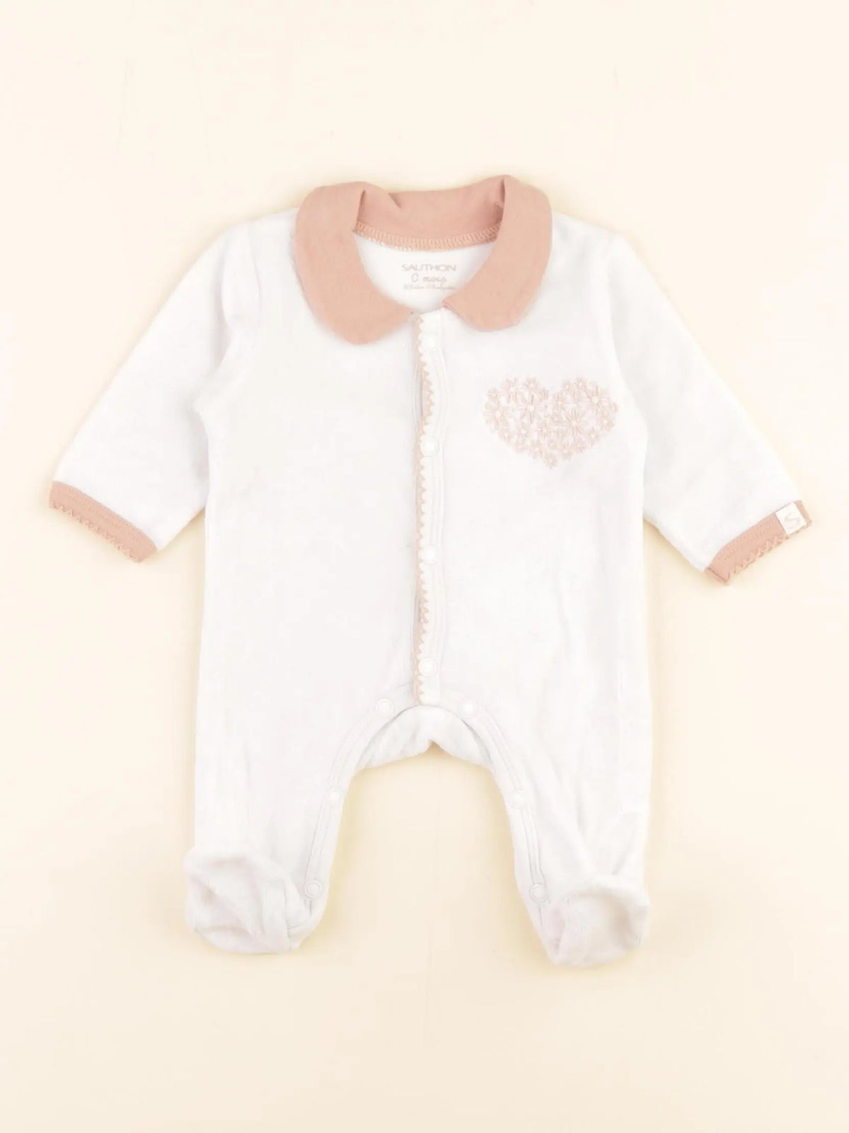 Sauthon - pyjama velours blanc - 0 mois