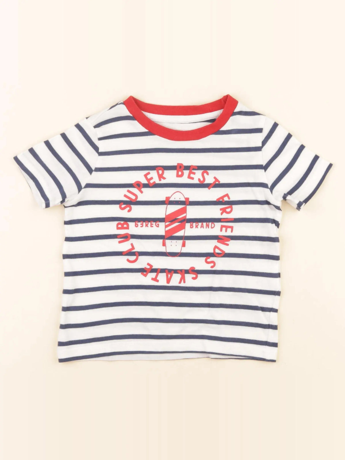 Vertbaudet - tee-shirt blanc, bleu - 2 ans
