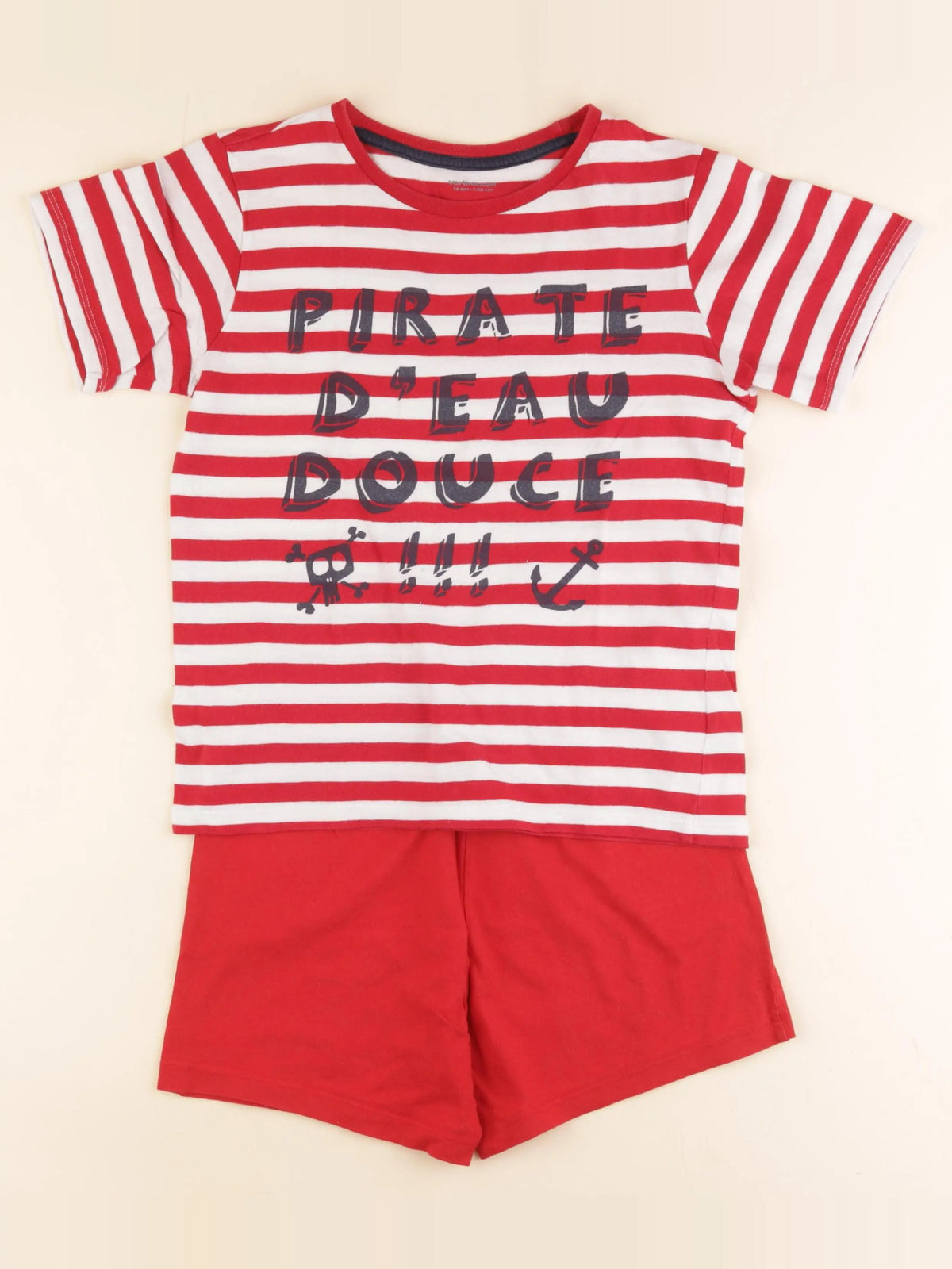 Vertbaudet - pyjama coton rouge - 10 ans