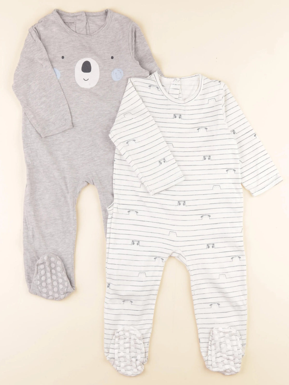 Vertbaudet - lot de 2 pyjamas coton blanc, gris - 18 mois