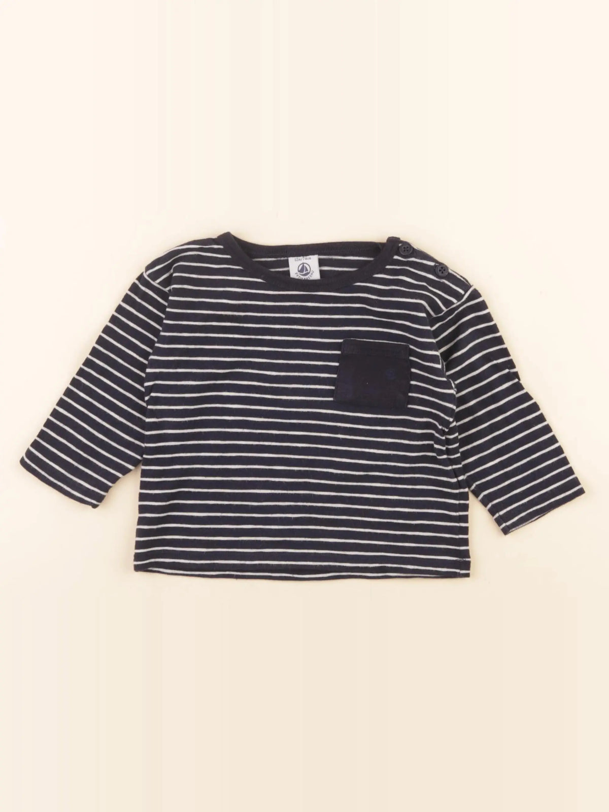 Petit Bateau - tee-shirt bleu - 12 mois