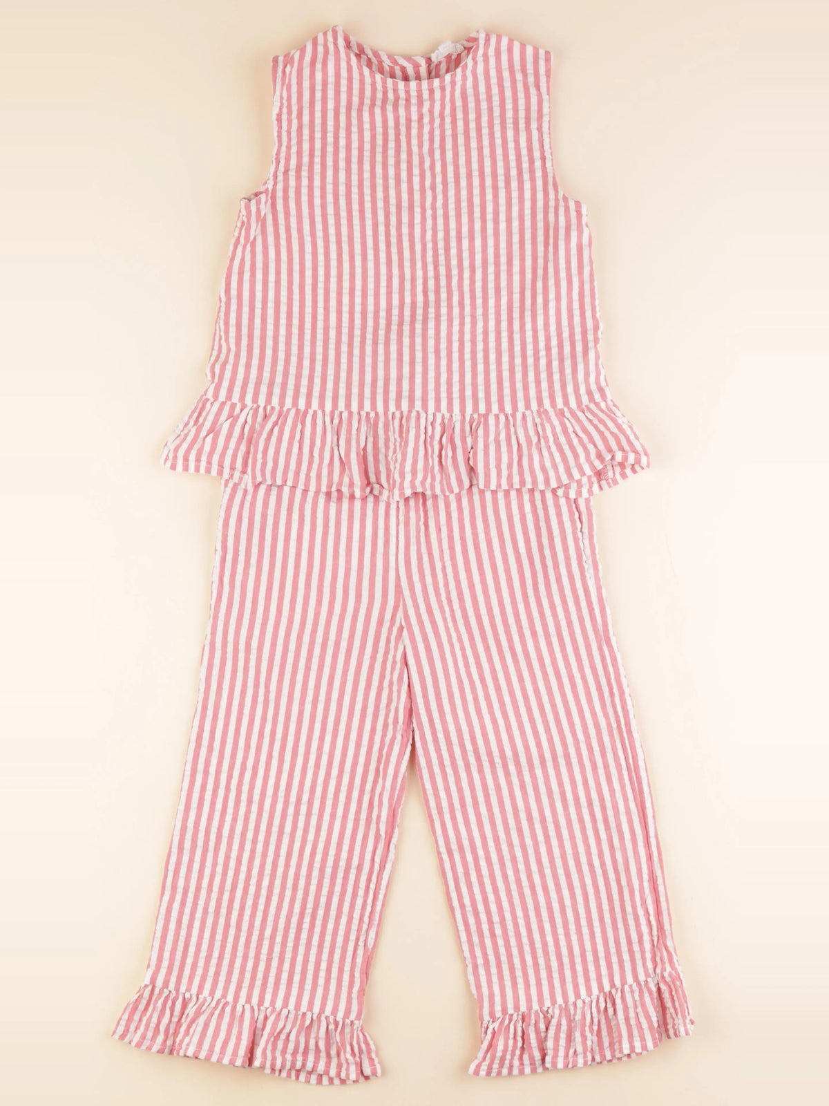 Vertbaudet - ensemble rose, blanc - 7 ans