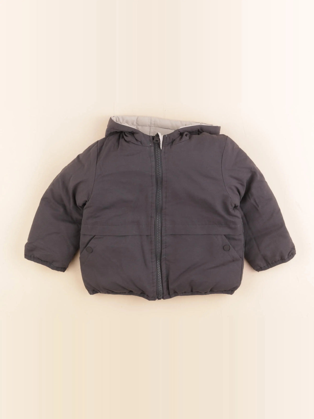 Vertbaudet - doudoune réversible gris - 2 ans